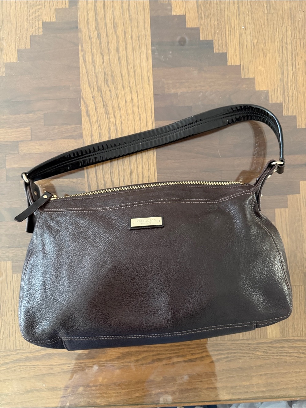 kate spade chocolate brown leather shoulder bag